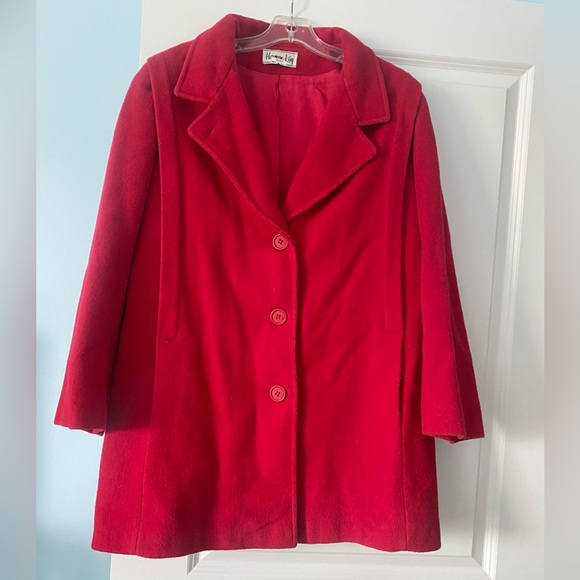 herman kay Jackets & Blazers - 🍓6/$15🍓 Vintage Herman Kay Red Wool Blend Pea Coat